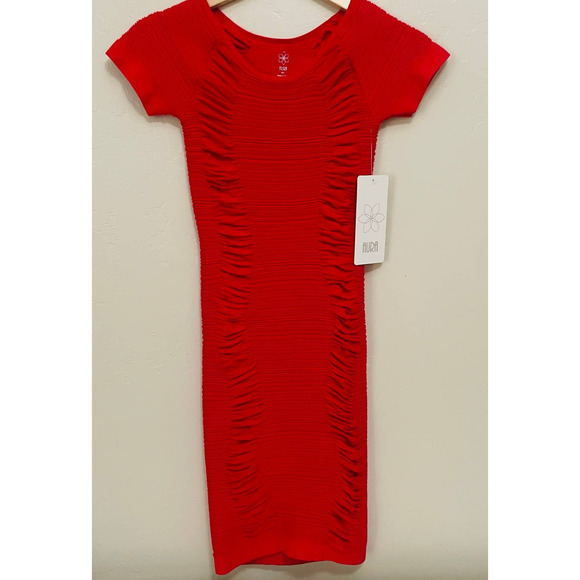 Aura Dresses & Skirts - Aura Red Mini Stretch Bodycon Open Back Holiday Dress